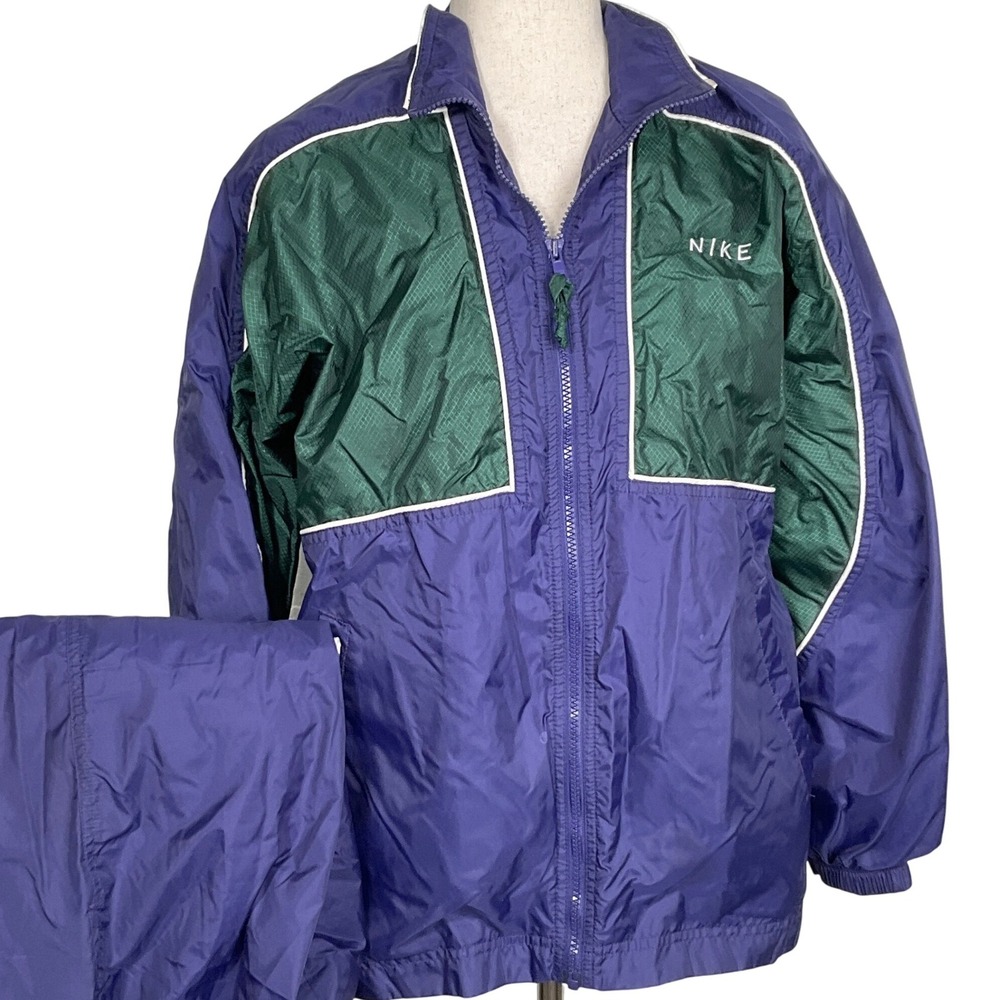 Nike Tracksuit Set Women S 4-6 Blue Green Windbreaker Jacket Pants Lined